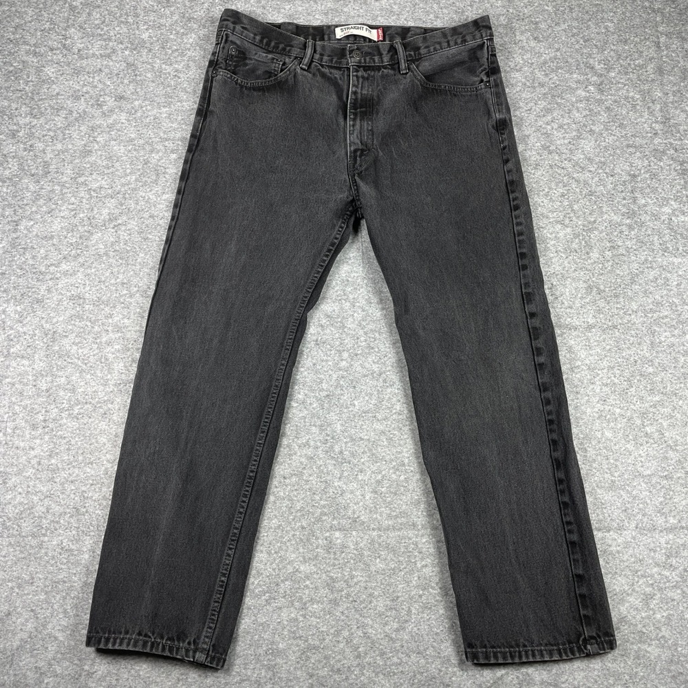 VTG Levis Jeans Mens 38x30 (Fits 37x29) Black 505 Straight Fit Denim Pants Y2K